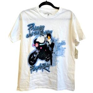 NWT! PRINCE and the Revolution Purple Rain Glitter Letters T-Shirt Size S/M